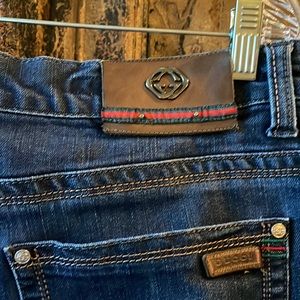 Gucci mens dark blue designer jeans 36w 28 1/2” inseam